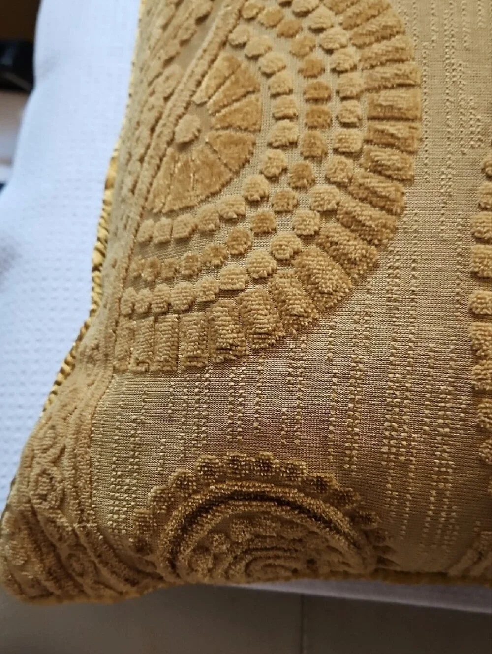 Peir 1 Imports Gold Textured Velvet Paisley Accent Pillow 18